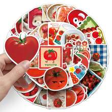 50 Tomato Graffiti Stickers Korean Ins Style Irregular Shaped Stickers DIY Hand Account Collage Decoration Material Student Card Notebook Glass Luggage Decorative Stickers School Necessary Stickers Cute Stickers Halloween Back To School - Multicolor - View 3