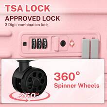 Luggage PC ABS Hardside Lightweight Suitcase With 4 Universal Wheels TSA Lock Carry-On 20 Inch - Pink - View 6