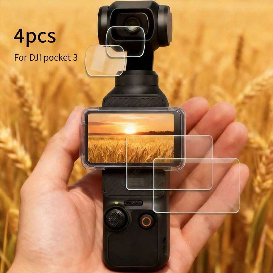 4 piezas Protector de pantalla y lente para Osmo Pocket 3, protector de pantalla de vidrio templado + protector de lente de vidrio templado, resistente a arañazos, antihuellas, sin burbujas, fácil de instalar, superficie lisa, recubrimiento antiarañazos, corte preciso, material endurecido, recubrimiento antihuellas, adecuado para fotógrafos