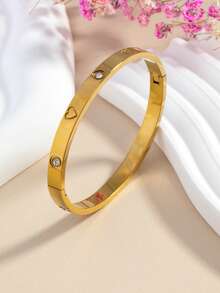 1pc Non-Fading Bracelet, Bridal Bracelet, Valentine's Day Gift Bracelet, Perfect Jewelry Choice For Daily Wear - Gold - View 2