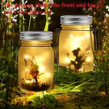 Solar Powered Fairy Mason Jar Light, Hanging Glass Jar Lamp, Waterproof Outdoor Decorative Light, LED Night Light, Table Lamp, Decorative Atmosphere Light, Solar Lantern Light, Suitable For Garden, Patio, Yard, Balcony, Wedding, Party, Home Decor - One Size - View 6