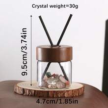 "Unscented" Empty Crystal Stone Reed Diffuser Glass Bottle With Black Walnut Wooden Cap, Unscented DIY Essential Oil Aromatherapy Diffuser Container, Natural Crystal Chips Decor Diffuser Vessel For Home Desk Bathroom Coffee Shop Decoration - Diffuser Bottle - View 12