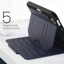 適用於 iPad Mini 7 2024 A17 Pro A2993 A2995 A2996 與 iPad Mini 6 2021 A2567 A2568 A2569 的平板保護殼，附筆槽，PU 皮革支架保護套 - 藏蓝色 - 查看 3