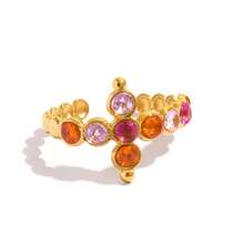 Frminee 3pcs/1pc 18k Gold Color Women's Cross Stainless Steel Open Ring, Luxury Waterproof Women's Jewelry Accessory, Suitable For Daily Wear - Multicolor - View 6