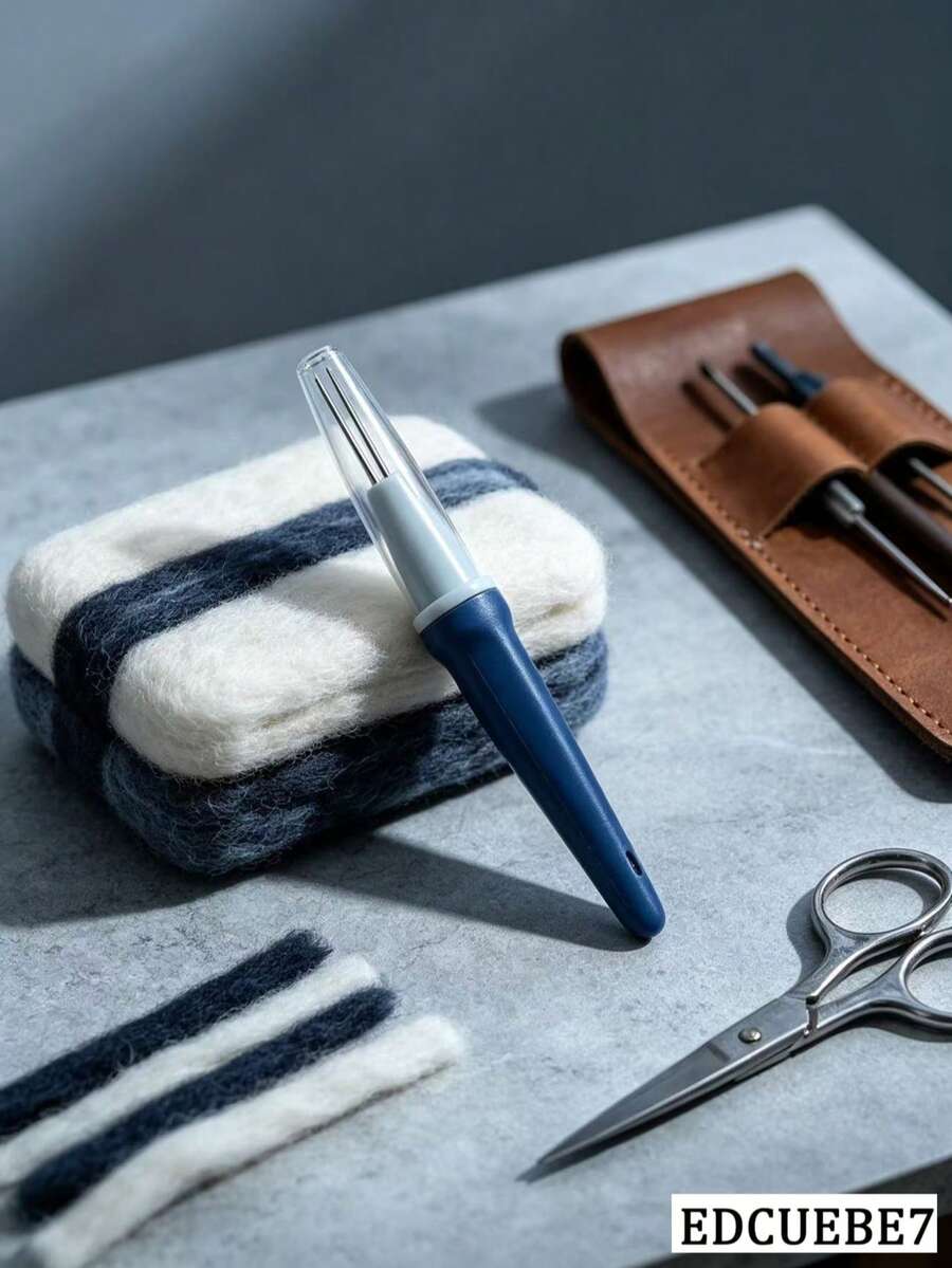 EDCUEBE7 1pc Punch Needle Tool, 3-Needle Pen-Style Felting Tool, Sewing Supplies, Felt Supplies, Punch Needle For Sewing, DIY Felting For Patchwork And Crafts, Make Beautiful Felt Animals And Patterns (Random Color)