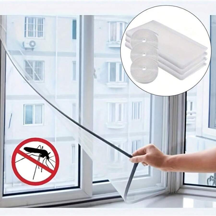 1 pieza Juego de pantalla mosquitera autoadhesiva para ventana, juego de pantalla ajustable DIY, adecuado para ventanas - sin necesidad de taladrar, adecuado para varias ventanas - mejora la comodidad del hogar