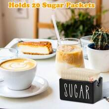 Caja de almacenamiento multifuncional para barra de café - Caja de almacenamiento de azúcar y bolsas de té de madera negra, dispensador rectangular no impermeable, caja de almacenamiento - Multicolor - Ver 5