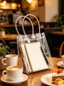 20pcs/10pcs/5pcs Large Transparent Gift Bags, Gift Giving, Wedding Birthday, Transparent Tote Bags With Handles, Thickened Reusable Transparent PVC Gift Bags - Transparent - View 2