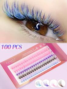 MAANGE 100簇 4色 CC捲度 Winky 彩色接睫毛，萬聖節 DIY 手工假睫毛，單根熱熔分段式厚實豐盈自貼式單簇睫毛，超柔軟自然妝感，夏季舒適，適合輕盈/濃密/日常佩戴，女性化妝增色禮物，睫毛師化妝工具，柔軟自然假睫毛接睫 DIY 化妝 - CC - 查看 6