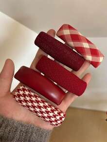 2pcs/5pcs Women's Vintage Elegant Fabric Houndstooth Minimalist Solid Color PU Leather Sponge Hair Clips, Side Bangs & Loose Hair Organizer BB Clips, Versatile Hairstyle Accessories For Daily Casual, Campus, Gift, Vacation & Travel - Multicolor - View 10