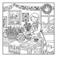 Comfortable Country Life Adult Coloring Book: Quiet Country Courtyard Water Well & Lazy Cats And Dogs Cover, Soft Outline Peaceful Country Garden Interior Pages, Suitable For Inner Peace And Coloring Hobby - XJ-866.Healing Pastoral Casual (A4) - View 4