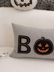 1pc Halloween BOO Embroidered Pillow Case, Halloween Pumpkin Pillow Cover, Suitable For Indoor Decoration, Halloween Decor, All-Season Pillow Case, Without Insert - Multicolor - View 6