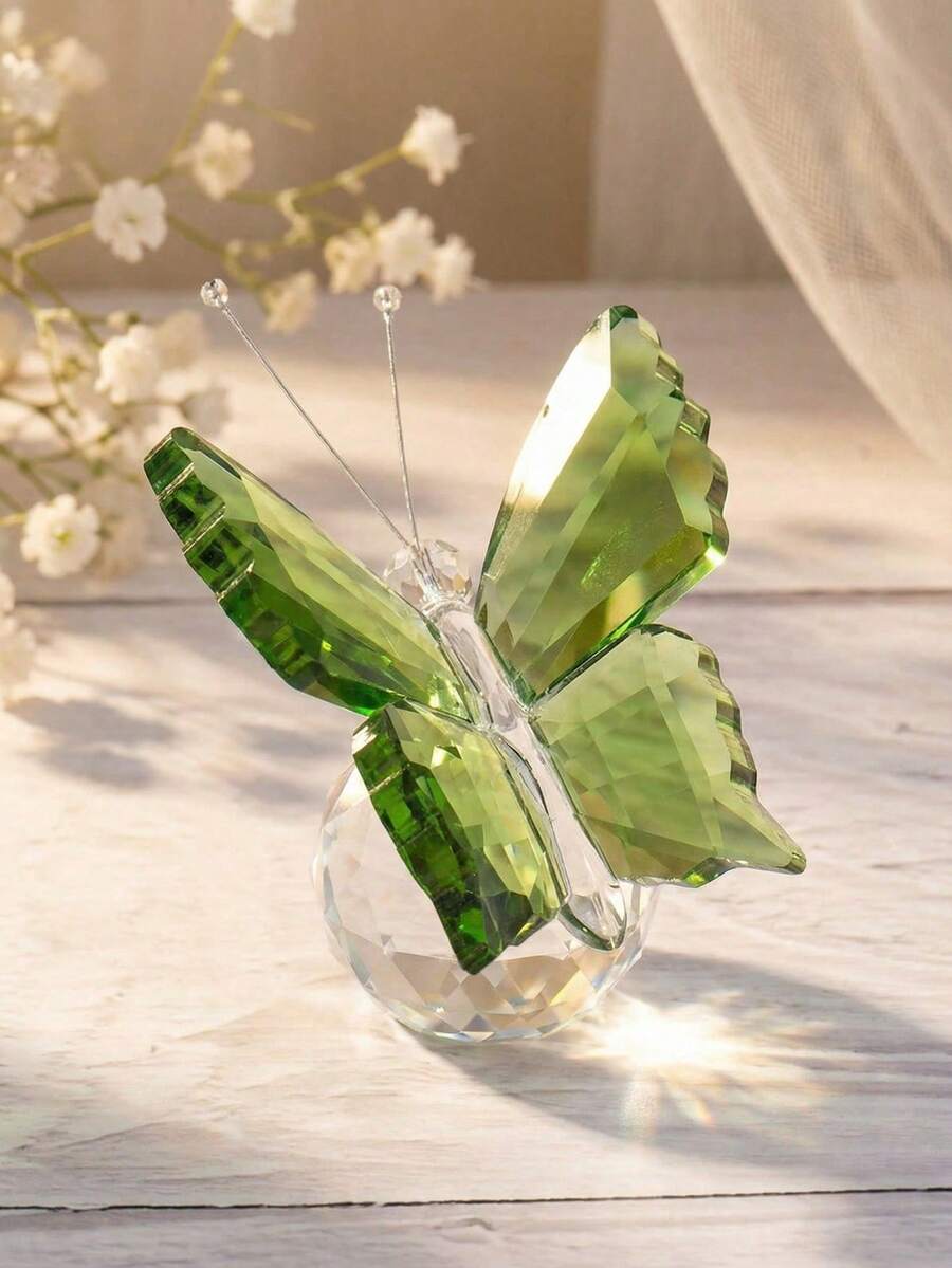 Haus Hana 手工藍水晶蝴蝶擺飾 – 優雅透明裝飾禮品 - 綠色 - 查看 1