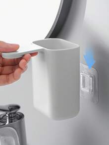 Magnetic Hanging Toothbrush And Mouthwash Cup Holder Set, No-Drill Wall-Mounted Toothbrush Cup Rack With Handle, Minimalist Toothbrush Holder - A - View 12