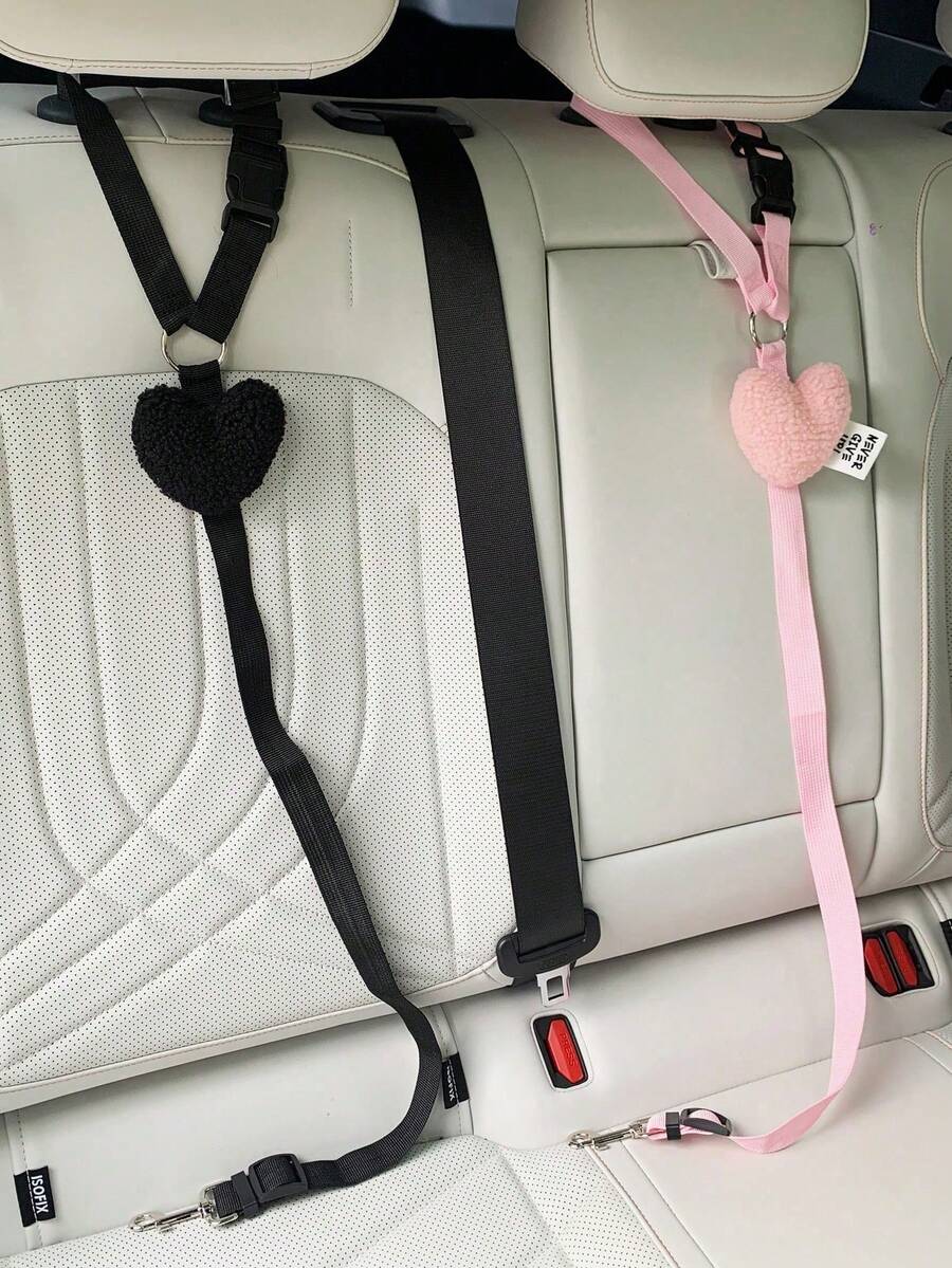 1pc Cute Pet Car Safety Belt Harness Leash, Creative Heart-Shaped Dog/Cat Vehicle Safety Tether Strap,Dog Accessories - Multicolor - View 1