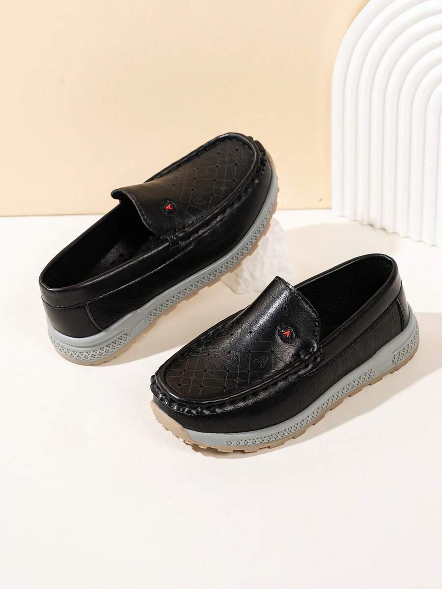 1 Pair Kids Black Slip On Penny Loafers, Fashion Design Style All Season Daily Boys Girls Footwear - Black - View 1