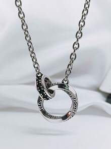 1pc Vintage Mobius Ring Pendant Necklace, And Personalized, Suitable For Men And Women For Daily, Party, Holiday And Music Festival Wear - Silver - View 6