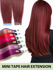 Mini Tape-In Hair Extensions, Real Human Hair, Colorful Invisible Tape-In Hair Extensions, Highlight Color, Party Hair Accessories, Ready To Wear, No Glue Needed, Suitable For Holidays, Festivals, School Supplies, Parties, Weddings, Daily Wear, Suitable For All Women, Girls, Brides - Multicolor - View 3