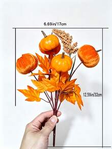 1/3/5/9/12件裝秋季人造花裝飾楓葉枝、南瓜枝與莓果，秋季萬聖節感恩節居家廚房節日裝飾 - 彩色 - 查看 6