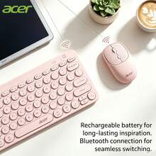 Acer Set Keyboard dan Mouse Bluetooth Nirkabel untuk Tablet: Pengoperasian Senyap, Dapat Diisi Ulang, Tipis dan Portabel, Cocok untuk Komputer Desktop, Laptop, Ponsel, Tablet Mac, iPad. [Kompatibel dengan Komputer/Tablet/Ponsel] - View 3