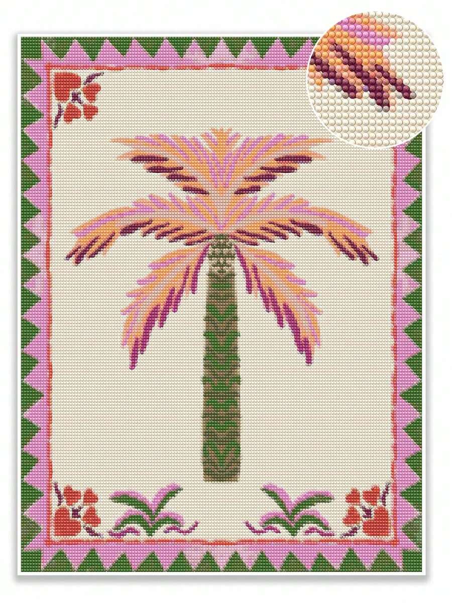 1 Set Frameless DIY Diamond Painting Kit, Coconut Tree Pattern, Cross Stitch Diamond Art, Suitable For Wall Decor Surprise Gift, Birthday And Other Holiday Gift - A - View 1