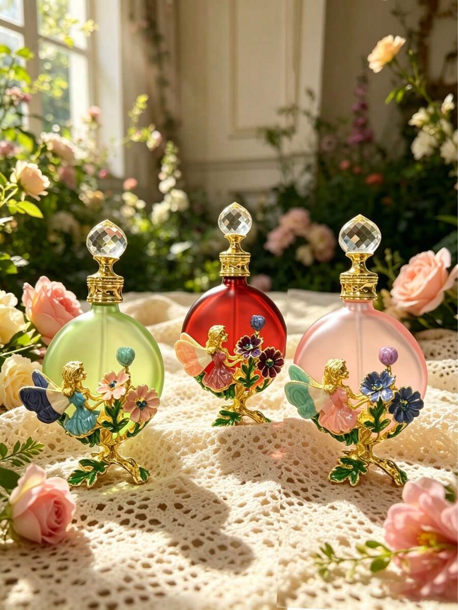 Botol Enamel Bertema Hutan Vintage yang Indah 30ml dengan Motif Peri dan Bunga, Wadah Mini Isi Ulang, Botol Dispenser Parfum dan Minyak Esensial Portabel untuk Perjalanan/Liburan, Hadiah Sempurna untuk Anak Perempuan (Parfum Tidak Termasuk; Hanya Botol Kosong) - View 1
