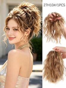 Women's Curly Rubber Hair Tie Ponytail Extension, 4 Inch Short Corn Wave Synthetic Hair, Ponytail/Long Bun Hair Piece, Aesthetic Style - Multicolor - View 6