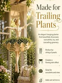 1pc Ballerina Hanging Flower Pot, Ballerina Shaped Planter, Suitable For Succulents, Outdoor Garden Decor, Outdoor Garden Supplies, Home Decor, Lightweight Chain Hook Planter, Balcony, Porch Decor, Restaurant Decor, Back To School, Halloween, Christmas Gift Best Choice - Multiple Styles - View 4