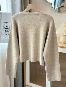 Women's Fashion Knit Cardigan Sweater, Loose Casual Knit Jacket, Suitable For Autumn/Winter Outfits - Apricot - View 7