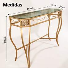Aparador Sextavado Luxo em Ferro Dourado com Vidro Mesa para Sala Decoração Moderna Café Presente - Dourado - Visão 10