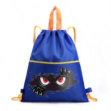 1pc Polyester Monster Eye & Claw Print Drawstring Backpack, Casual Sport Gym Bag ,Black Casual Sports Backpack With Yellow Drawstring,Lightweight Backpack For Gym & Travel - Multicolor - View 6