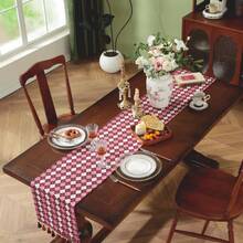 Luxury High-End American Style Table Runner Decor Tablecloth, Pastoral Atmosphere For Living Room, Bedroom, Dining Room, Outdoor, Holiday, Birthday Party - Red - View 5