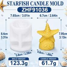 1/2件 3D貝殼海星矽膠蠟燭模具 海洋主題 DIY 香氛蠟皂樹脂模具，適用海灘婚禮與海岸居家裝飾 - 海星殼 - 查看 13