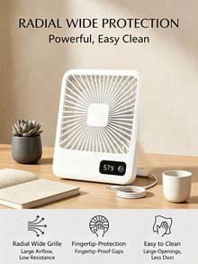 FIYIBAN 1pc USB Rechargeable Desktop Small Fan, Quiet Portable Square Design, Cooling Essential For Student Dorm, Office, Travel And Home - Desk Fan - View 4