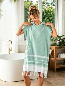 Peignoir une pièce pour femmes, robe de chambre ample, tenue décontractée, serviette de plage à capuche, châle de plage multifonctionnel, peignoir et enveloppe de surf anti-sable, parfait pour la natation, la douche, les vacances et le surf. Très absorbant, toucher doux, essentiel pour la natation, les voyages, la plage, la rentrée scolaire et l'été, 1 pièce incontournable de l'automne. - Multicolore - Voir 9