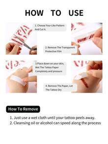 20pcs Halloween 3D Realistic Scar Temporary Tattoo Stickers, Horror Bloody Wound Zombie Tattoos, Suitable For Adult Body And Face, Costume Party Prank Makeup, Cosplay, Costume Party - Red - View 8