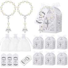 4/20/40/60/80/120pcs Holy Communion Blessing Set, Includes Mini Prayer Beads, Gift Box, Fabric Bag And Card, Suitable For Baptism And Wedding Gifts - View 17