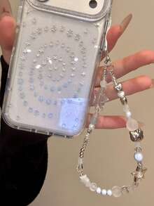 Niche Ins Transparent Star Vortex Phone Case Compatible With Apple 16/17 Pro Max/ 15 Pro/14/13, Full Coverage Anti-Drop Protective Cover For Women - Clear - View 4