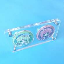 Anime Character Badge Acrylic Display Stand, Suitable For 58mm Badges, Multiple Styles To Choose From, Highly Transparent, Dustproof And Thickened, Can Be Used For Anime Merchandise And Series Badge Display Bricks - Black and White - View 3