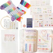 Embroidery Starter Kit Suitable For Beginners, Simple Cross Stitch Set, Pre-Printed Fabric Creative Embroidery Craft Kit, Embroidery Sewing Set With Pattern Tutorials - Black and White - View 11