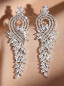 rakol 1 Pair Luxury Elegant Wrapped Leaf Design Dangle Earrings For Women, Suitable For Wedding Wear And Gift - Style 3 - View 1