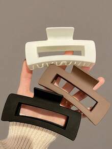 1pc/2pcs/3pcs/4pcs Minimalist Matte Texture Square Large Hair Claw Clip For Thick Hair, Suitable For Half-Up And Updo Hairstyles - Multicolor - View 2