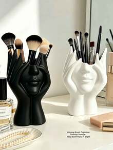 1pc ABS Plastic Creative Makeup Brush Holder - Unique Body Art Design Makeup Brush Holder, Desktop Makeup Brush Storage Rack, Non-Slip, Desktop Decoration, Portable, Suitable For Desktop Or Bathroom Cosmetic Storage, Fashion Design - Multicolor - View 7