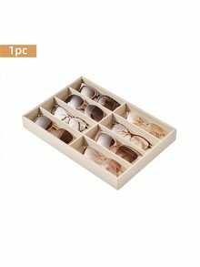 Bandeja de almacenamiento de gafas de moda, caja de exhibición de gafas, organizador de cajones, vitrina apilable, organizador para aretes, collares, pulseras, anillos, pasadores y bandas para el cabello con forro suave anti-arañazos, adecuado para cajones estándar - Multicolor - Ver 16