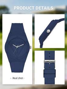 Guess Unisex Classic Round Dial Quartz Watch With Silicone Strap, Suitable For Golf, Weekend, Travel, Fashion Casual Style, Anniversary Gift For Husband, Father, Friend - Deep Blue - View 8
