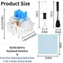 Keyboard Switches 50pcs/90pcs/100pcs 3-Pin Tactile Mechanical Keyboard Switches With Switch Puller And Cleaning Brush DIY Customizable Hot-Swappable Keyboard Replacement Switches - View 2