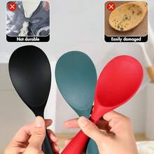 3 cái thìa xới cơm bằng silicone chống dính chịu nhiệt, thiết kế đúc liền khối, tay cầm công thái học, bền bỉ và dễ vệ sinh, phù hợp cho cơm, salad, khoai tây nghiền, dụng cụ nhà bếp - Xem 6