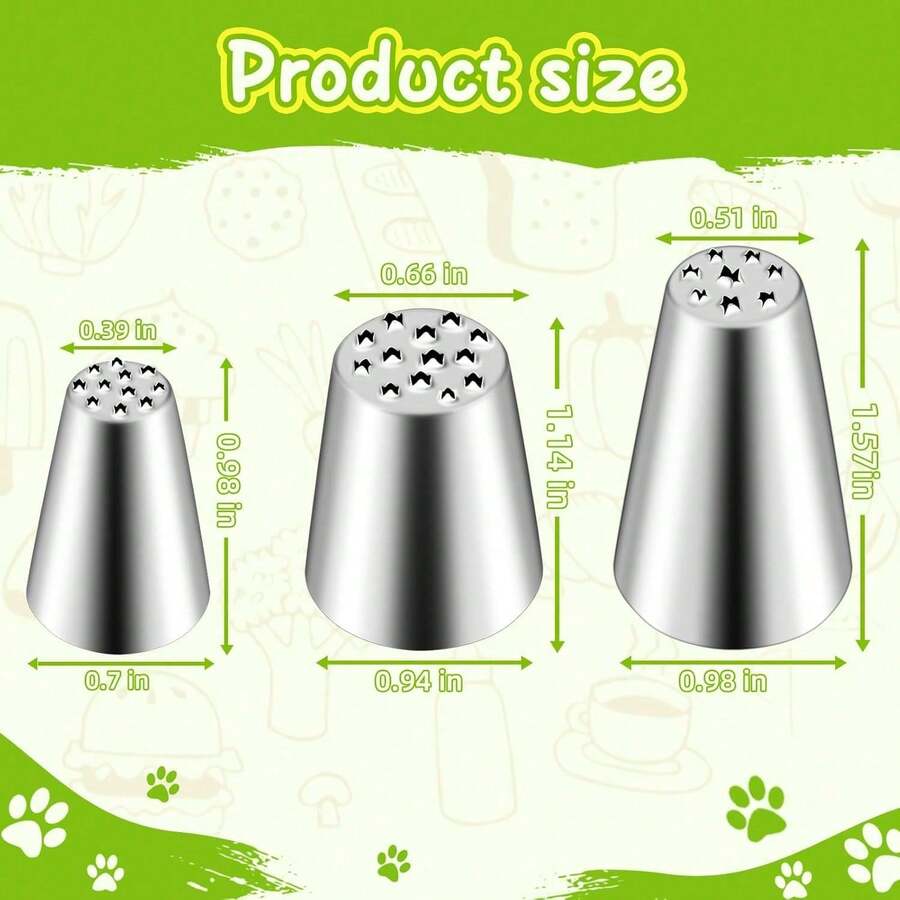 3件組草紋裱花嘴套裝 29 233 234 不鏽鋼裱花嘴，適用蛋糕、甜點、杯子蛋糕、烘焙工具、裝飾、鮮奶油、餅乾，廚房工具 - 彩色 - 查看 1