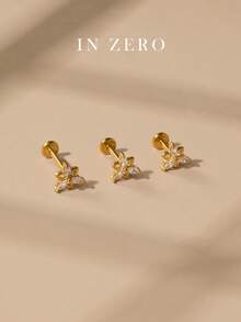1 buah Anting Tusuk Segitiga 3-Cabang dengan Bagian Belakang Datar | Anting Belakang Datar CZ Baja Titanium Hypoallergenic | Anting Tusuk Segitiga Halus | Anting yang Dapat Ditumpuk | Anting Tulang Rawan - segi tiga - View 4