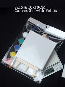 Blank Mini Canvas Painting Board With Easel Set, 10*10cm Square Cotton Blend Stretched Canvas Board, Small Blank Art Canvas, Suitable For Acrylic Oil Painting Watercolor DIY Painting, Art Craft Desktop Display Set - Multicolor - View 8